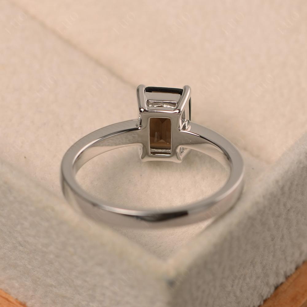 Emerald Cut Smoky Quartz Solitaire Engagement Ring - LUO Jewelry
