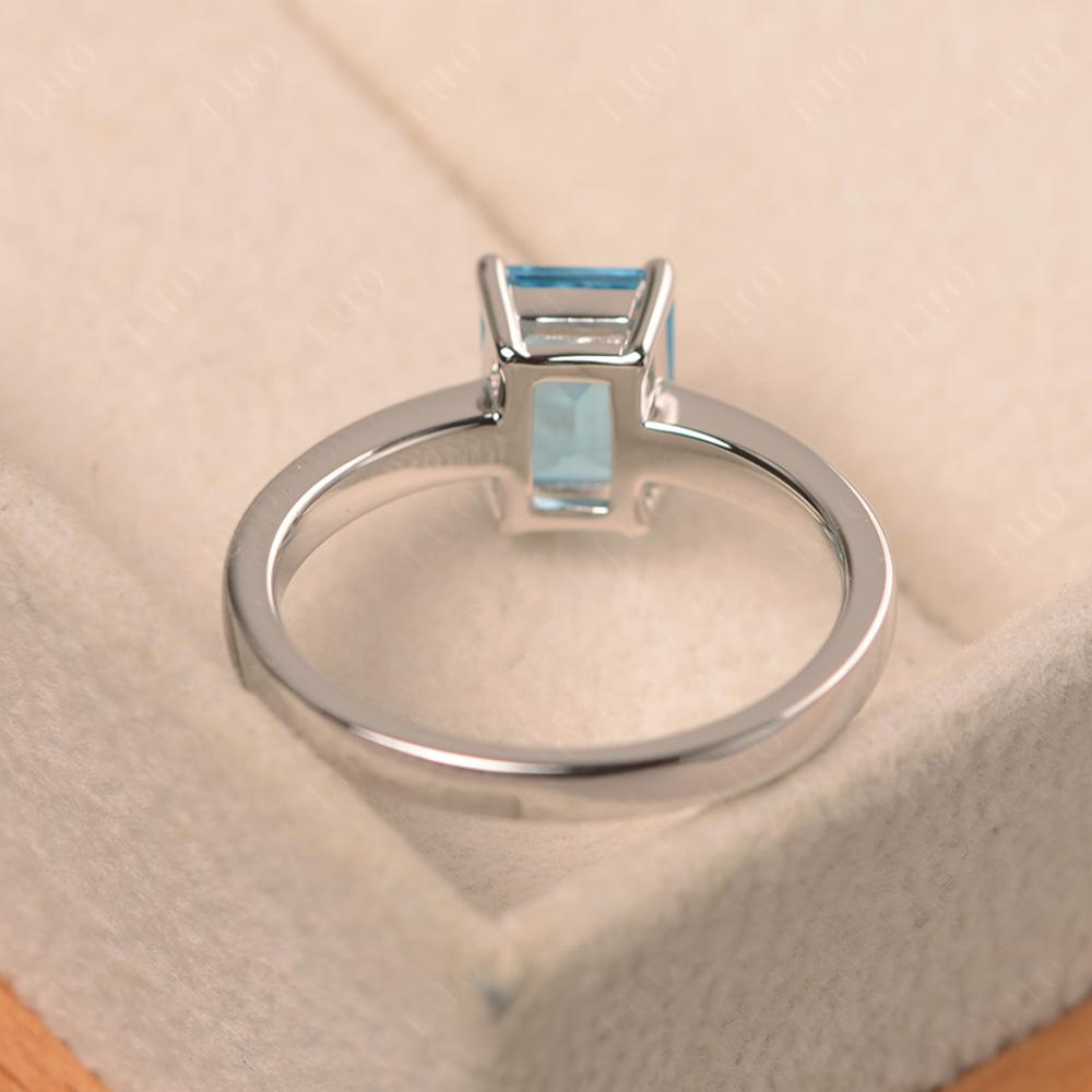 Emerald Cut Swiss Blue Topaz Solitaire Engagement Ring - LUO Jewelry