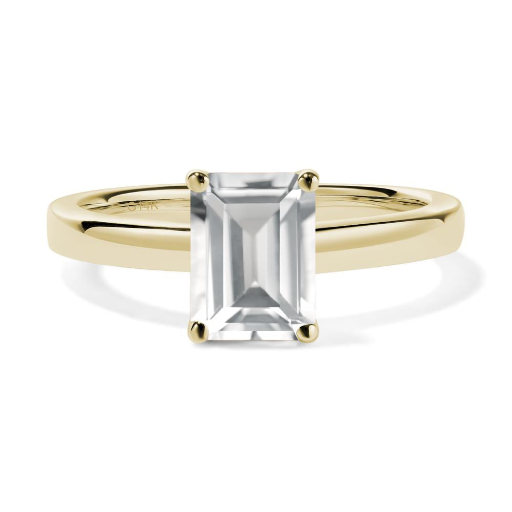 Emerald Cut White Topaz Solitaire Engagement Ring - LUO Jewelry #metal_14k yellow gold