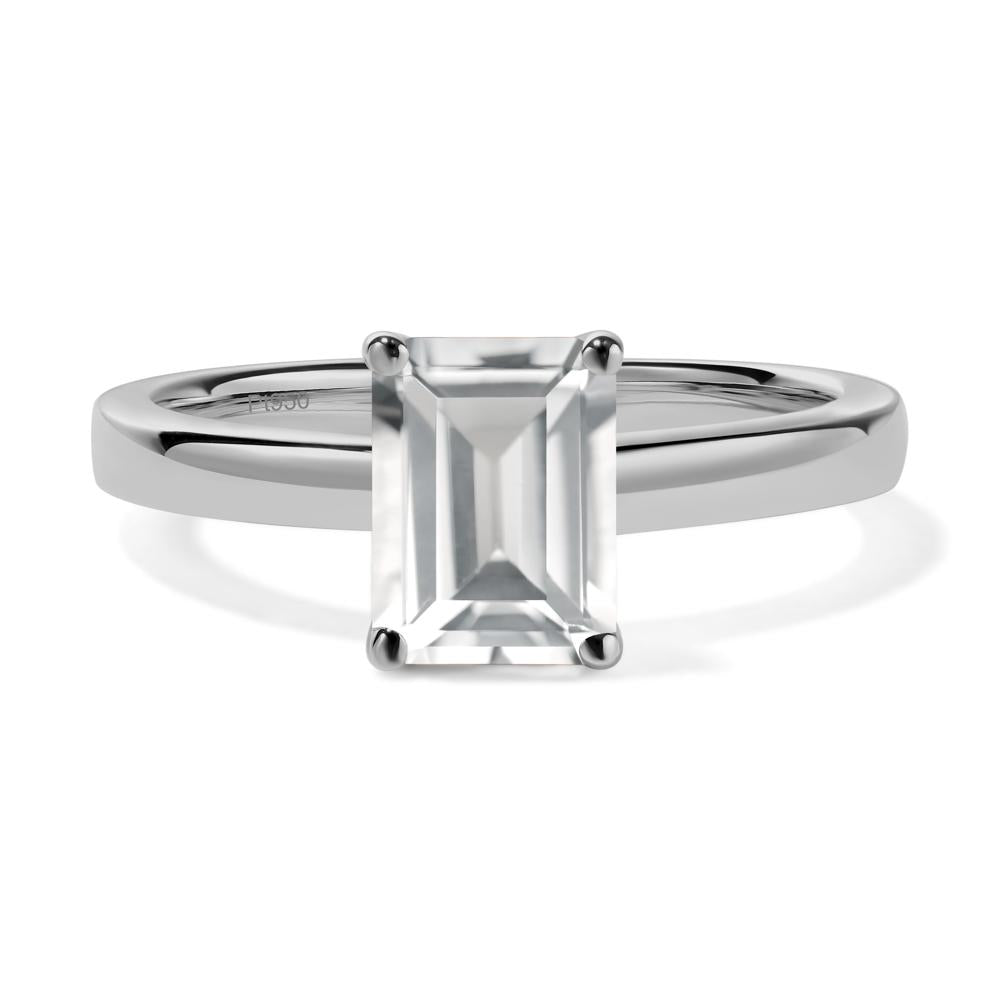 Emerald Cut White Topaz Solitaire Engagement Ring - LUO Jewelry #metal_platinum