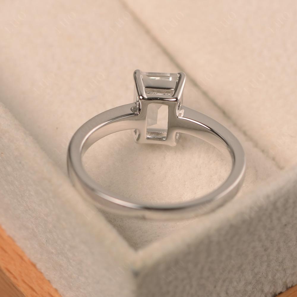 Emerald Cut White Topaz Solitaire Engagement Ring - LUO Jewelry