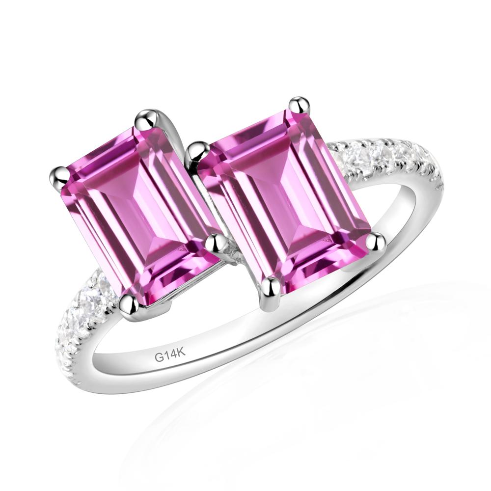 Pink Sapphire Toi Et Moi Ring | LUO Jewelry #metal_14k white gold