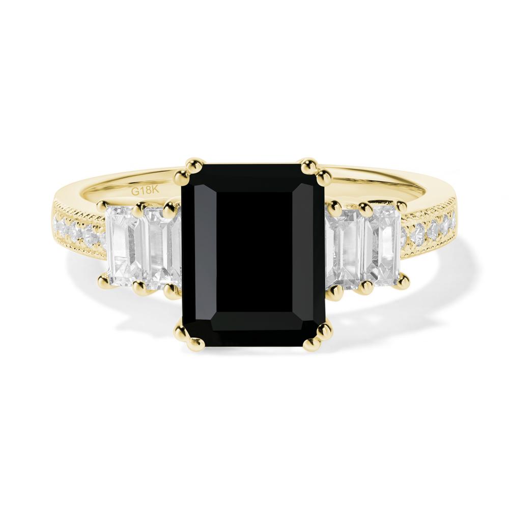 Black Spinel Double Prong Engagement Ring - LUO Jewelry #metal_18k yellow gold