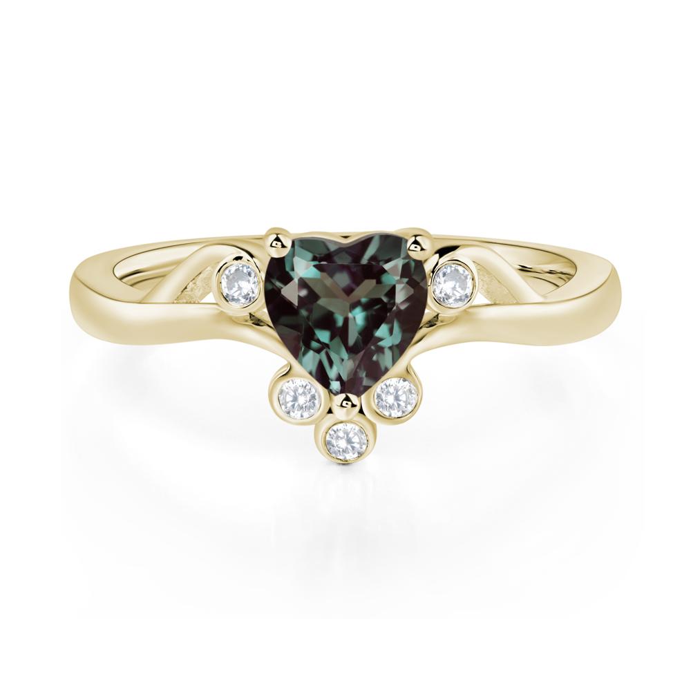 Heart Shaped Alexandrite Wave Ring - LUO Jewelry #metal_14k yellow gold