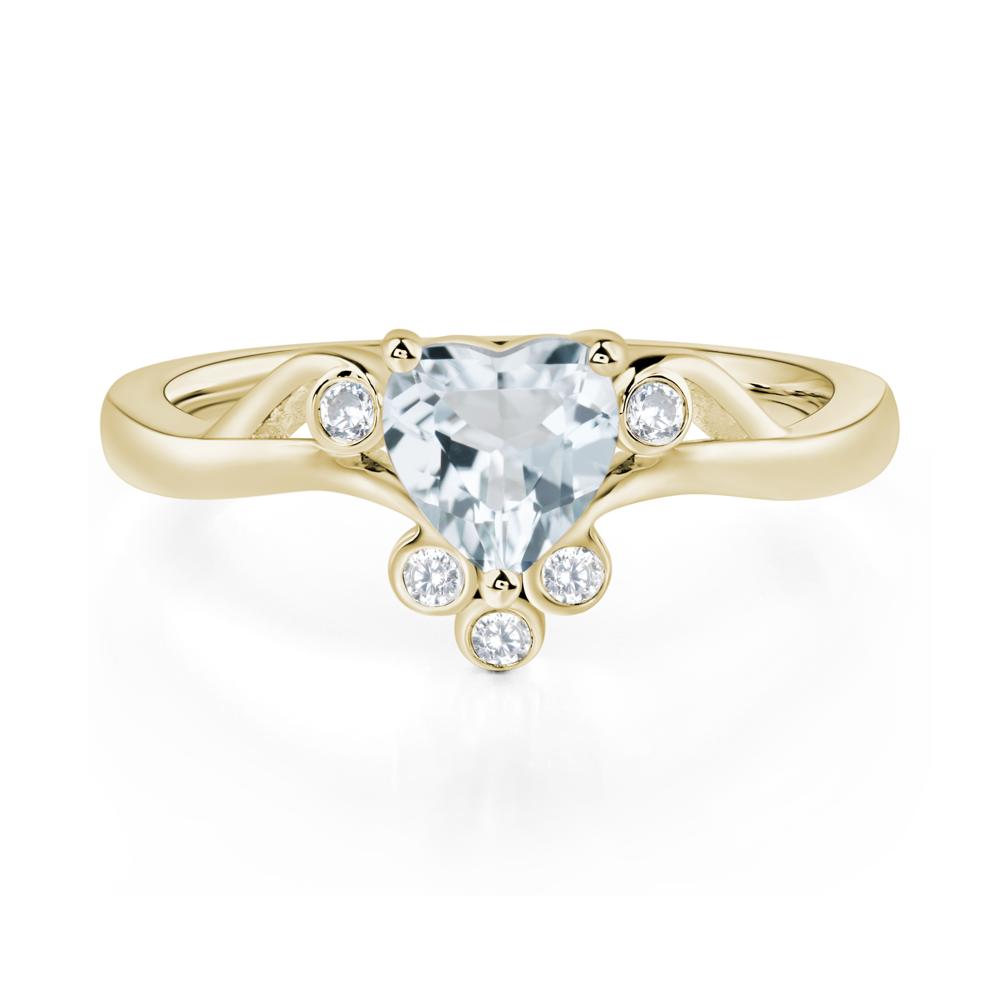 Aquamarine Heart Shaped Promise Ring - LUO Jewelry #metal_14k yellow gold