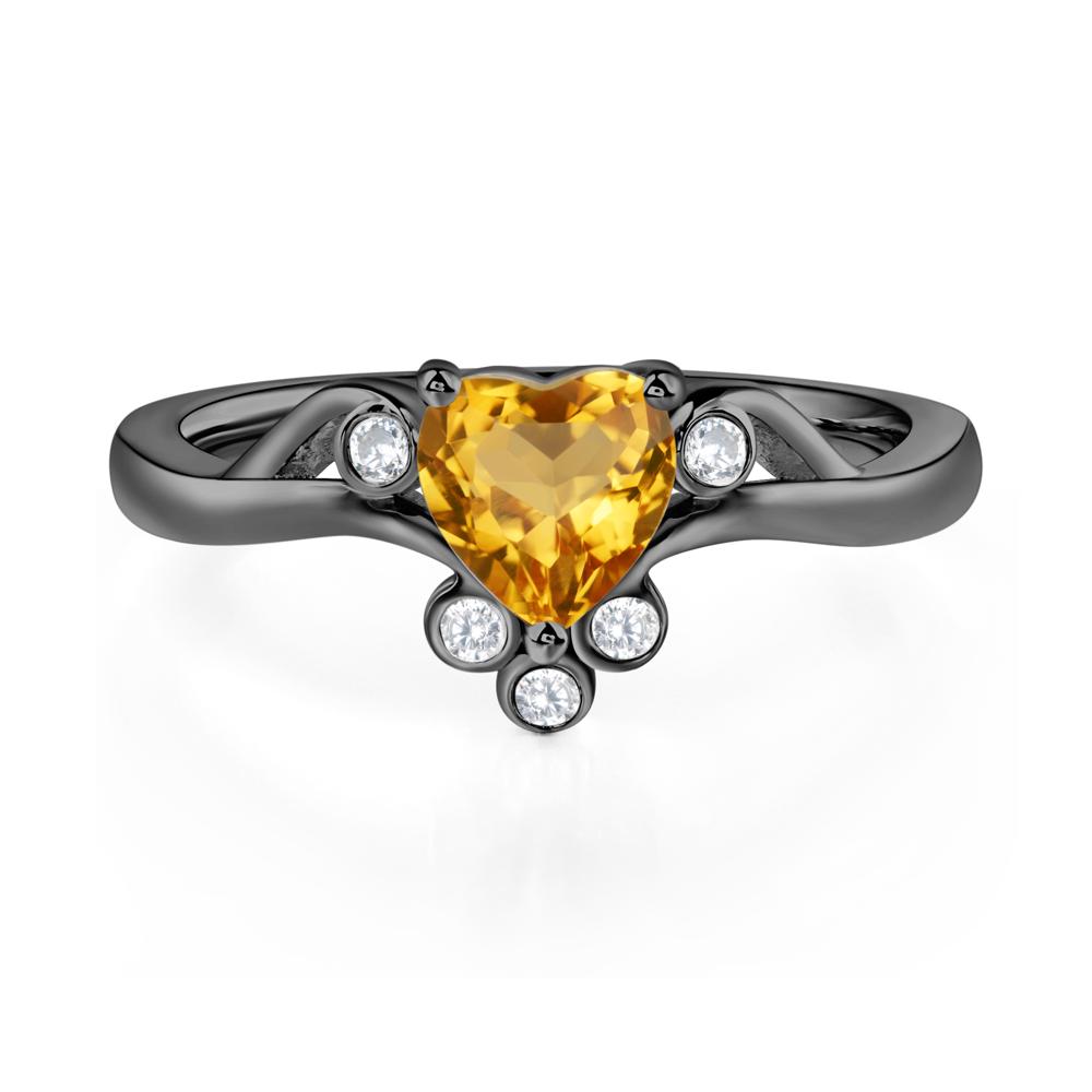 Heart Shaped Citrine Wave Ring - LUO Jewelry #metal_black finish sterling silver