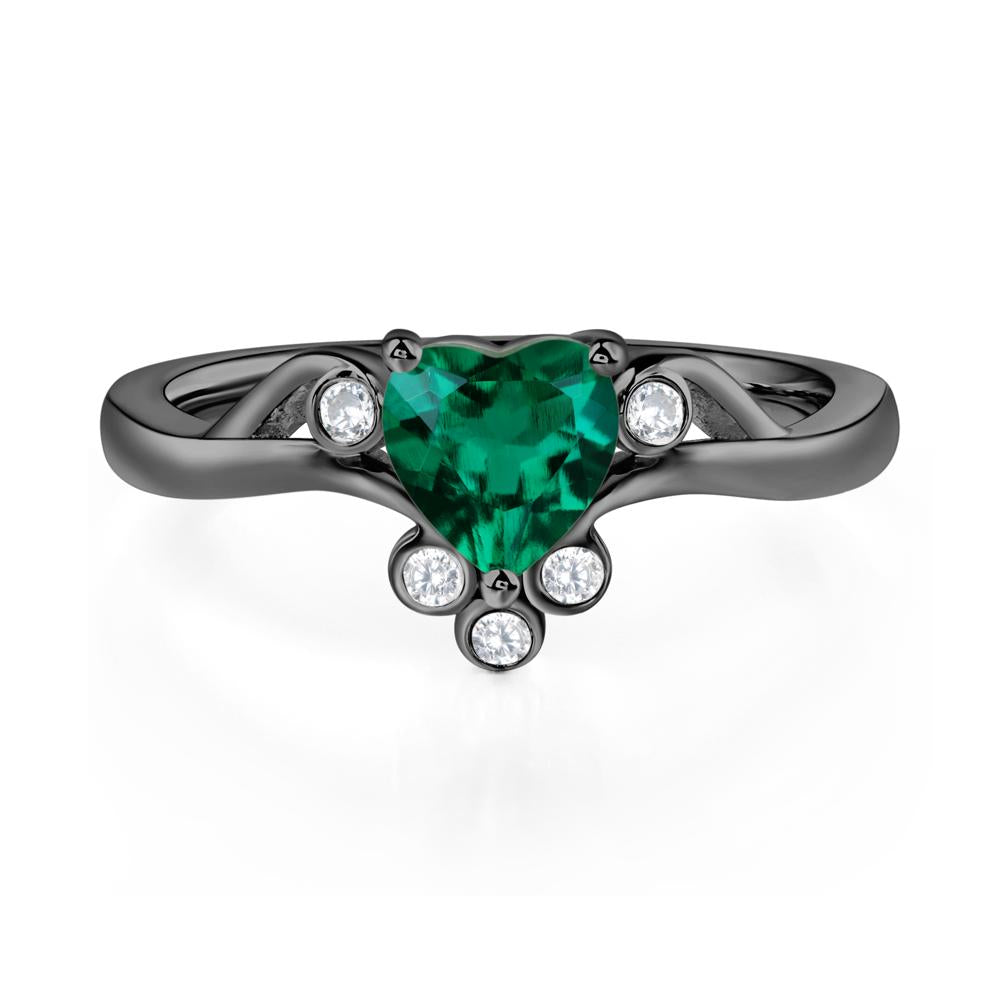 Emerald Scroll Engagement Ring - LUO Jewelry #metal_black finish sterling silver