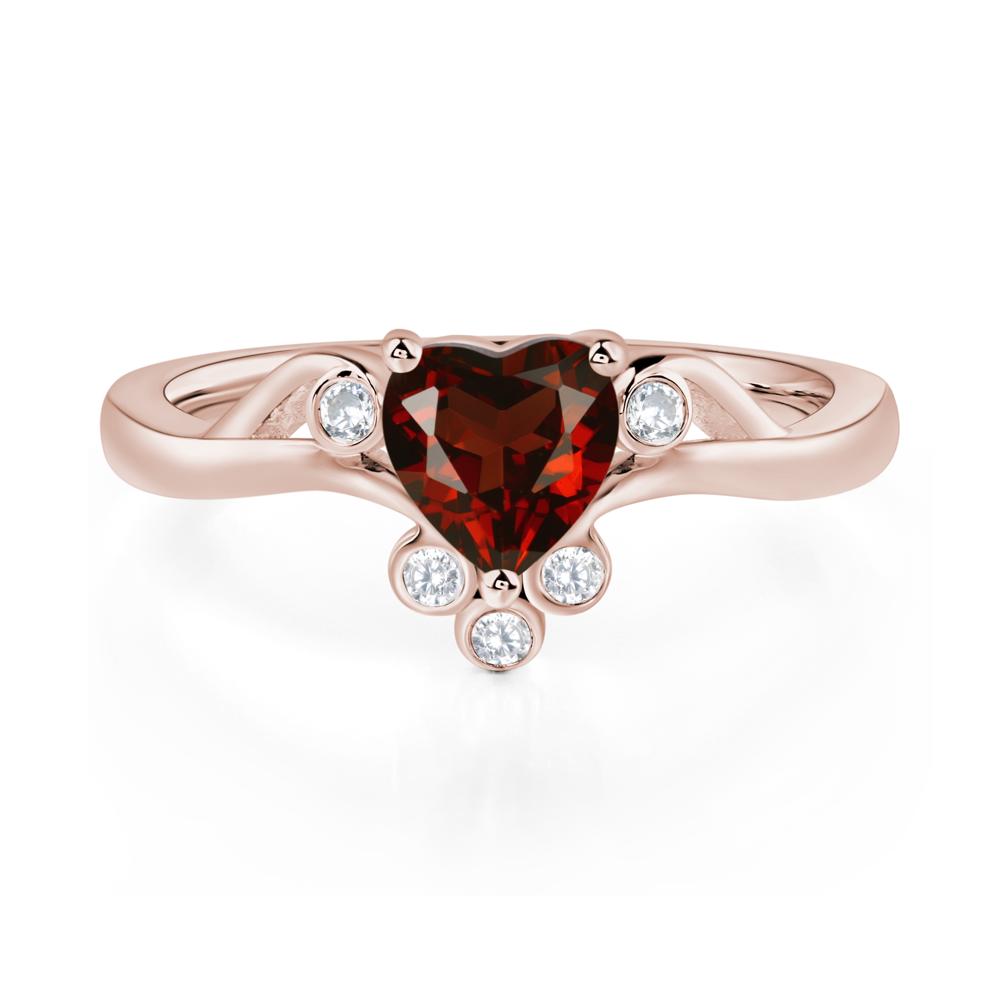 Garnet Heart Shaped Promise Ring - LUO Jewelry #metal_14k rose gold