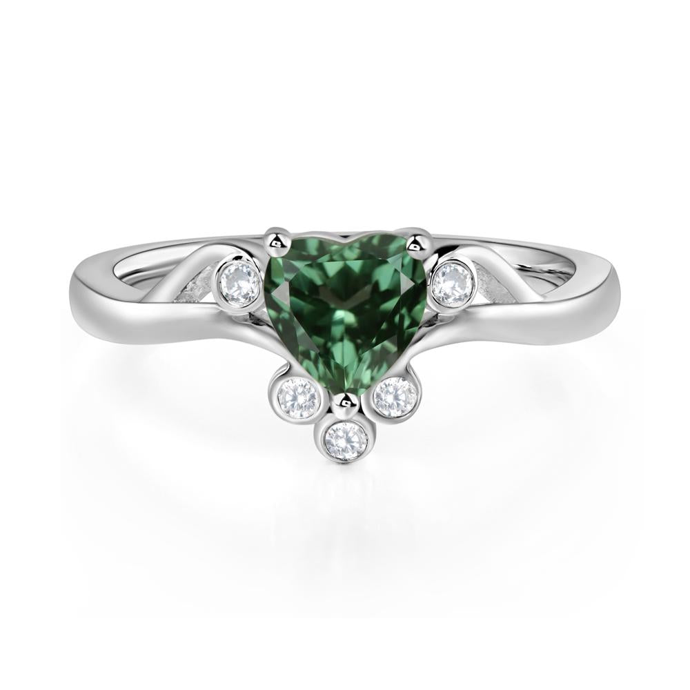 Heart Shaped Green Sapphire Wave Ring - LUO Jewelry #metal_sterling silver