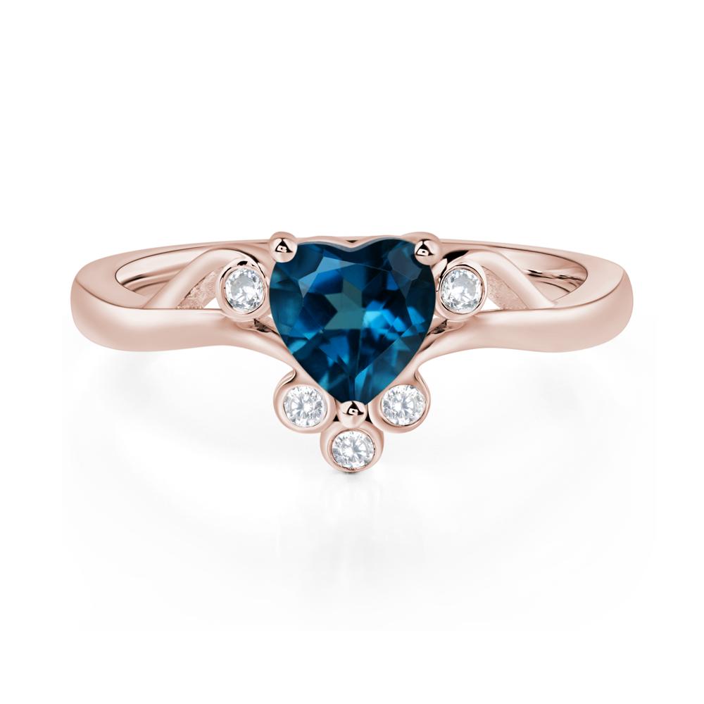 London Blue Topaz Heart Shaped Promise Ring - LUO Jewelry #metal_14k rose gold