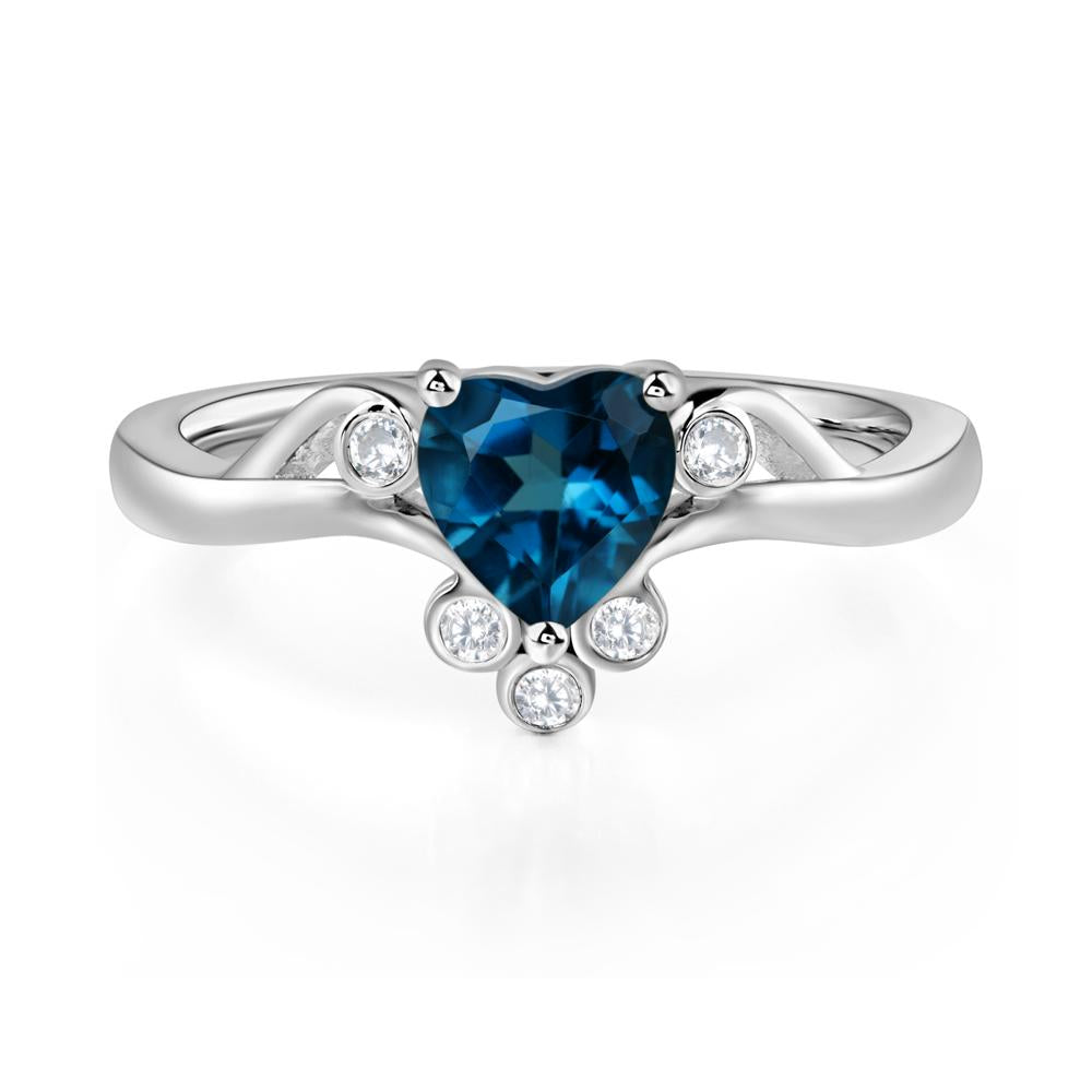 London Blue Topaz Heart Shaped Promise Ring - LUO Jewelry #metal_14k white gold