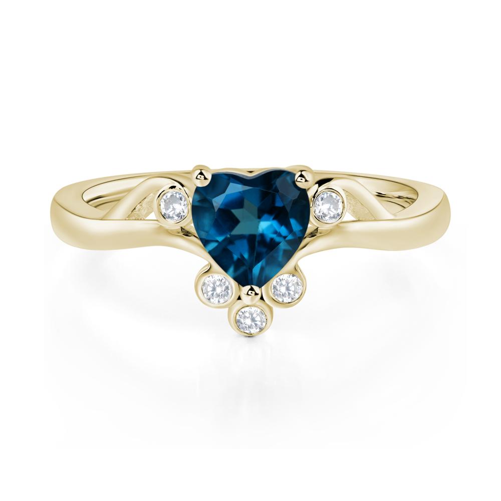 London Blue Topaz Heart Shaped Promise Ring - LUO Jewelry #metal_14k yellow gold