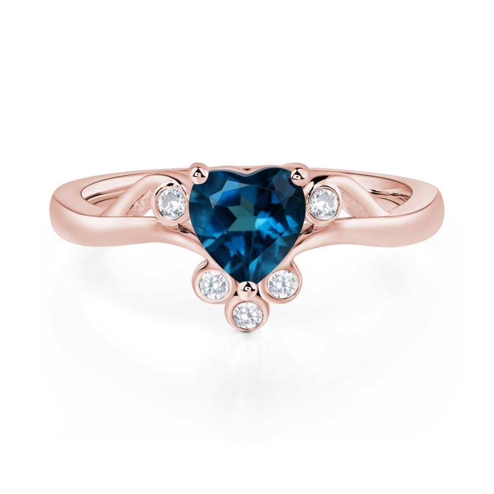 London Blue Topaz Heart Shaped Promise Ring - LUO Jewelry #metal_18k rose gold