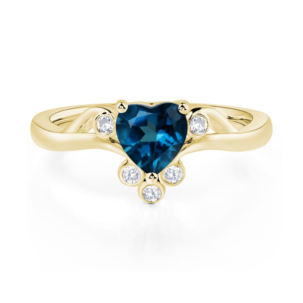 London Blue Topaz Heart Shaped Promise Ring - LUO Jewelry #metal_18k yellow gold