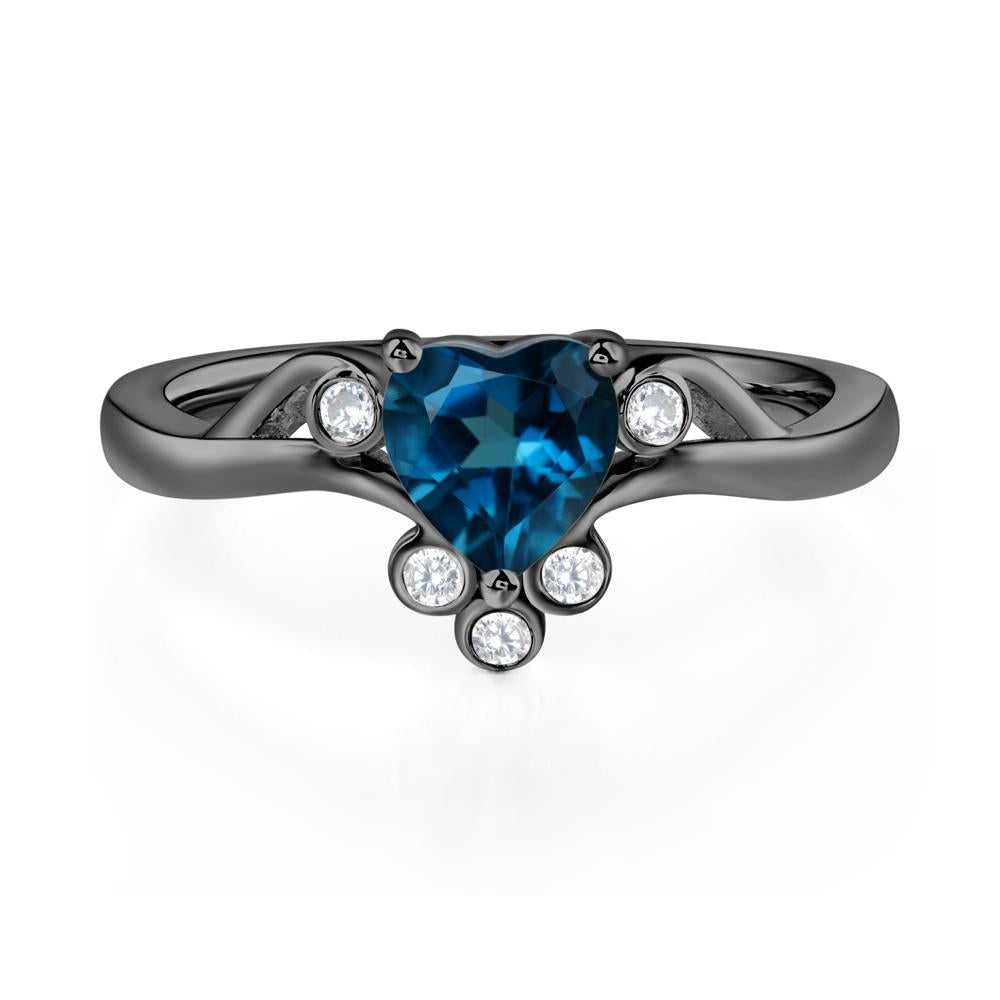 London Blue Topaz Heart Shaped Promise Ring - LUO Jewelry #metal_black finish sterling silver