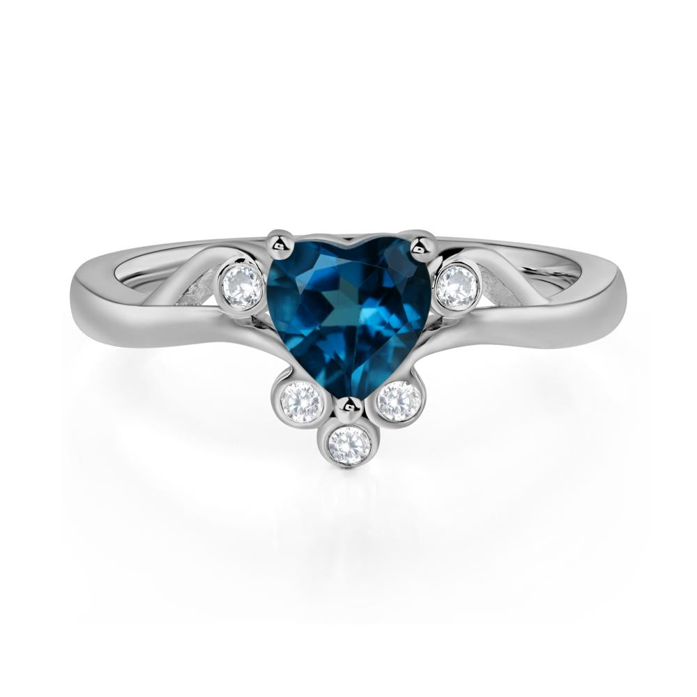 London Blue Topaz Heart Shaped Promise Ring - LUO Jewelry #metal_platinum
