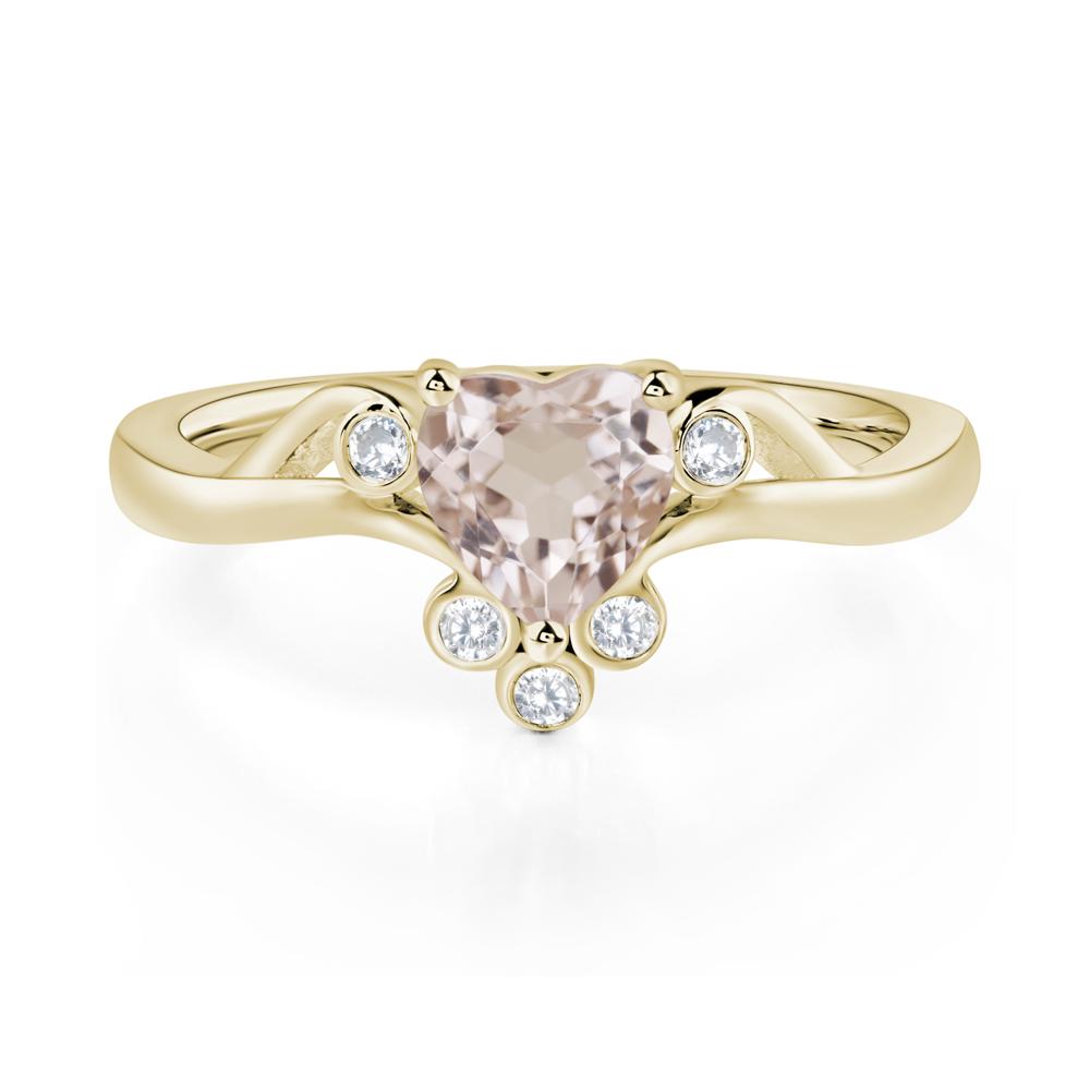 Heart Shaped Morganite Wave Ring - LUO Jewelry #metal_14k yellow gold