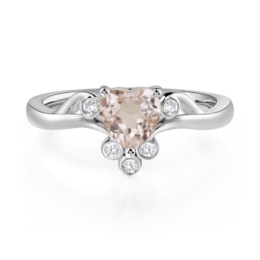 Heart Shaped Morganite Wave Ring - LUO Jewelry #metal_sterling silver