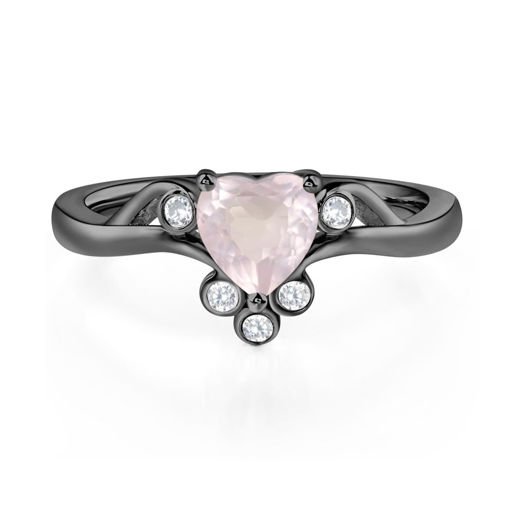 Rose Quartz Scroll Engagement Ring - LUO Jewelry #metal_black finish sterling silver