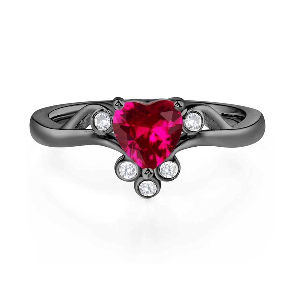Ruby Heart Shaped Promise Ring - LUO Jewelry #metal_black finish sterling silver