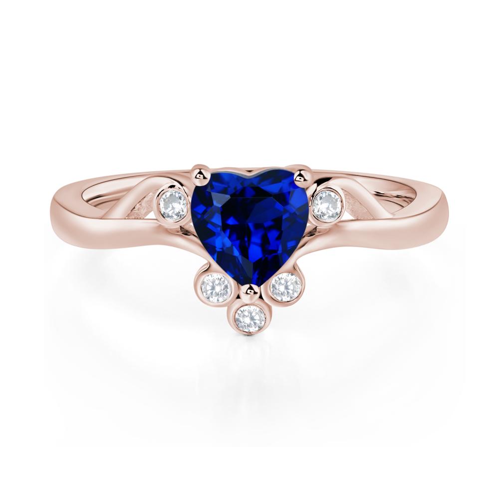 Heart Shaped Sapphire Wave Ring - LUO Jewelry #metal_14k rose gold