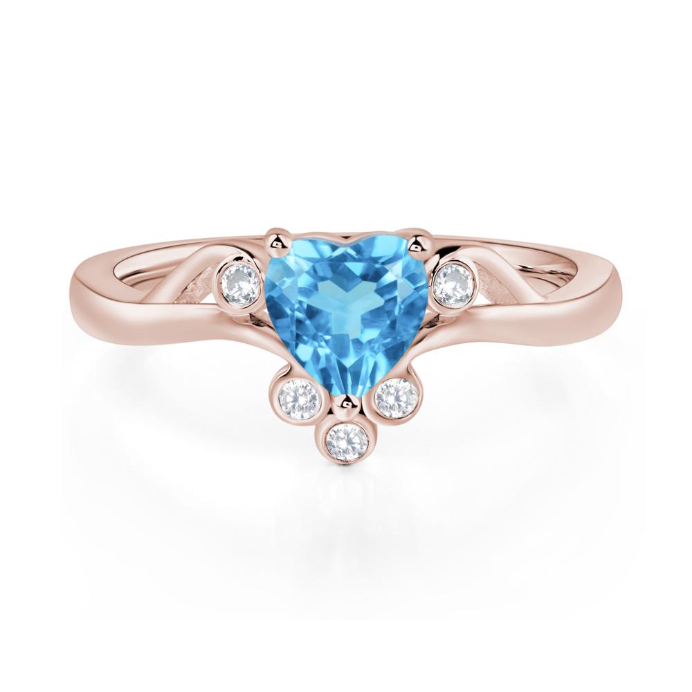 Swiss Blue Topaz Scroll Engagement Ring - LUO Jewelry #metal_14k rose gold