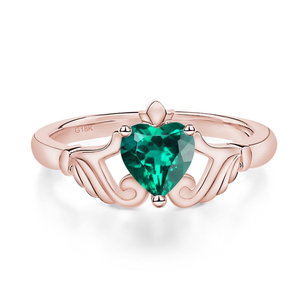 Emerald Claddagh Ring - LUO Jewelry #metal_18k rose gold
