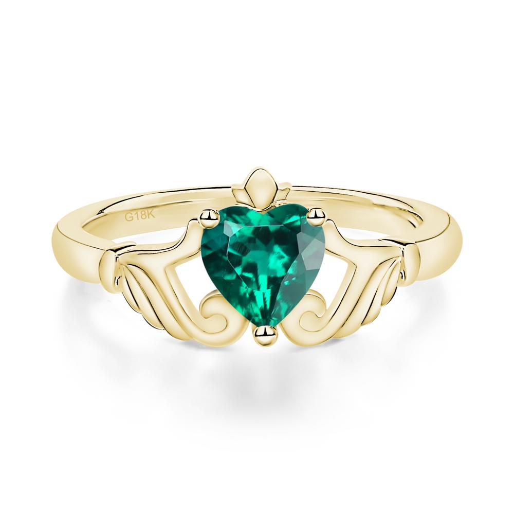 Emerald Claddagh Ring - LUO Jewelry #metal_18k yellow gold