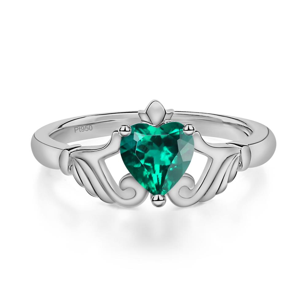 Emerald Claddagh Ring - LUO Jewelry #metal_platinum