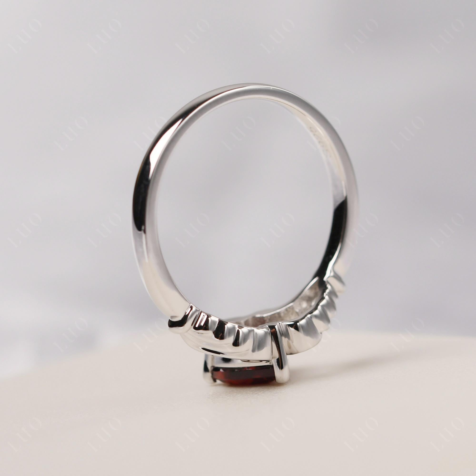 Garnet Claddagh Engagement Ring - LUO Jewelry 