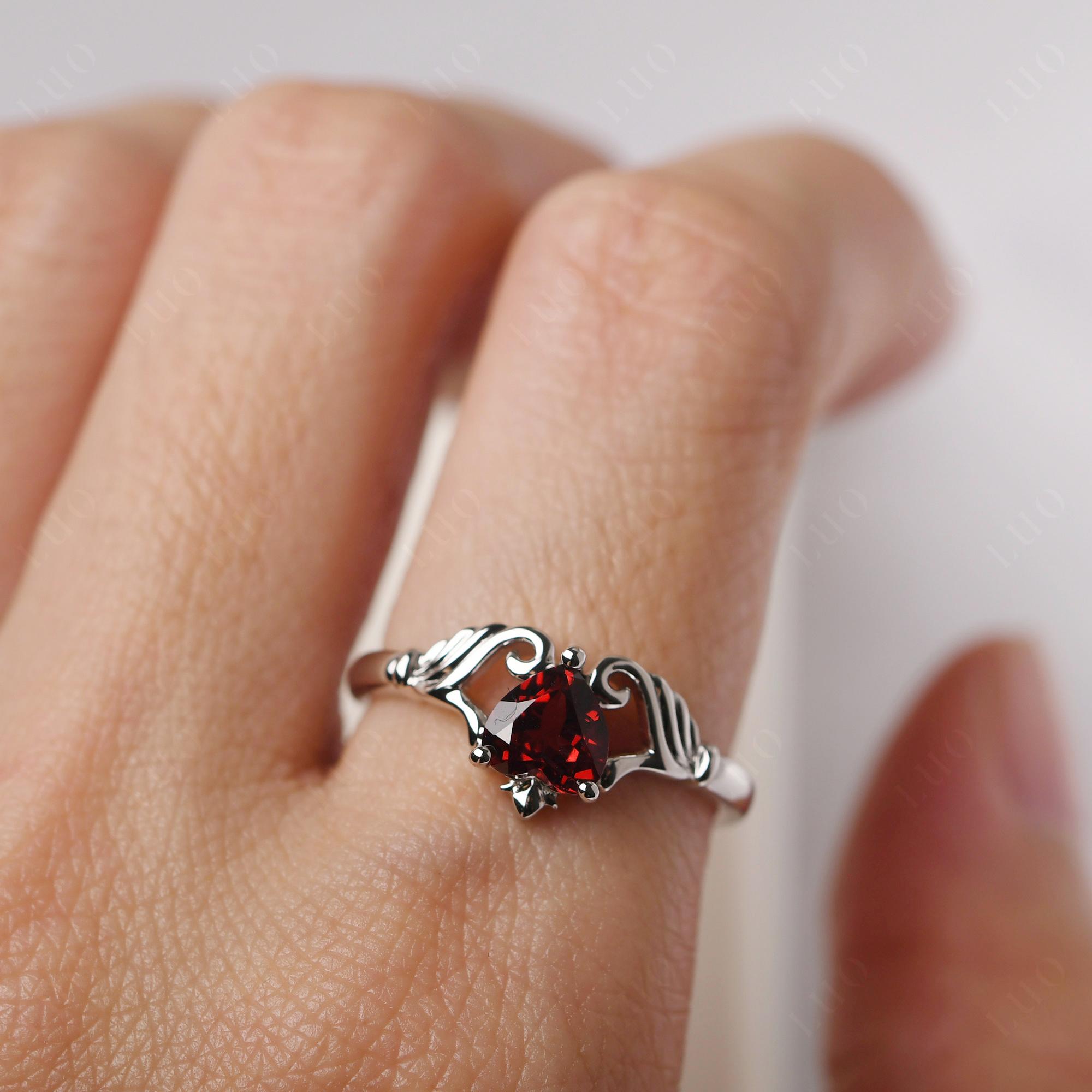 Garnet Claddagh Engagement Ring - LUO Jewelry 