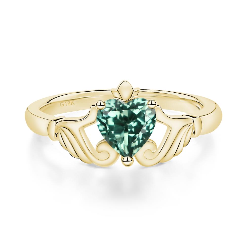 Green Sapphire Women's Claddagh Ring - LUO Jewelry #metal_18k yellow gold