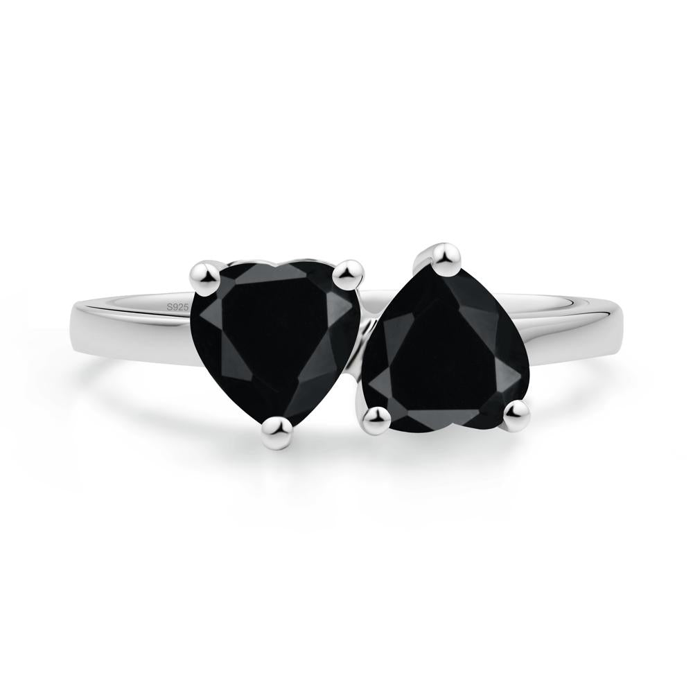 Heart Shape Black Spinel Toi Et Moi Ring - LUO Jewelry #metal_sterling silver