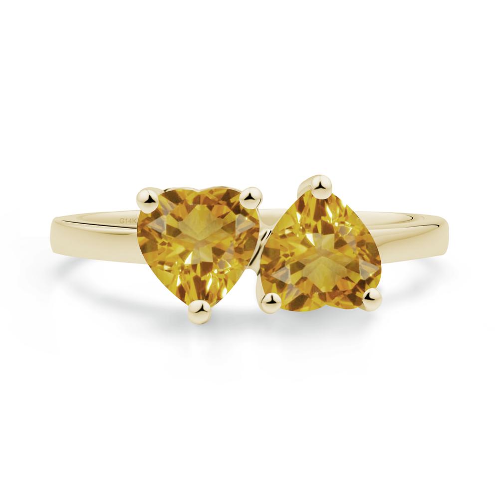 Heart Shape Citrine Toi Et Moi Ring - LUO Jewelry #metal_14k yellow gold