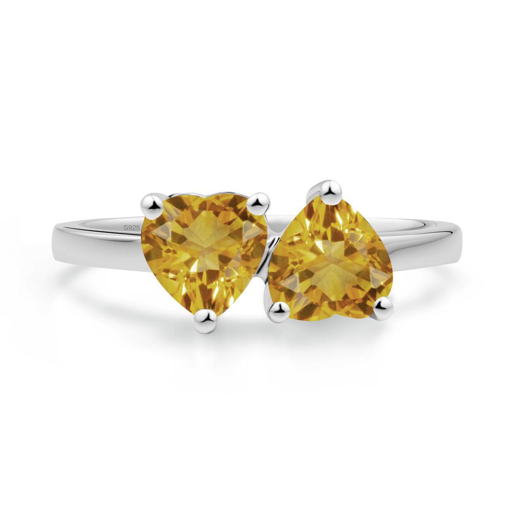 Heart Shape Citrine Toi Et Moi Ring - LUO Jewelry #metal_sterling silver