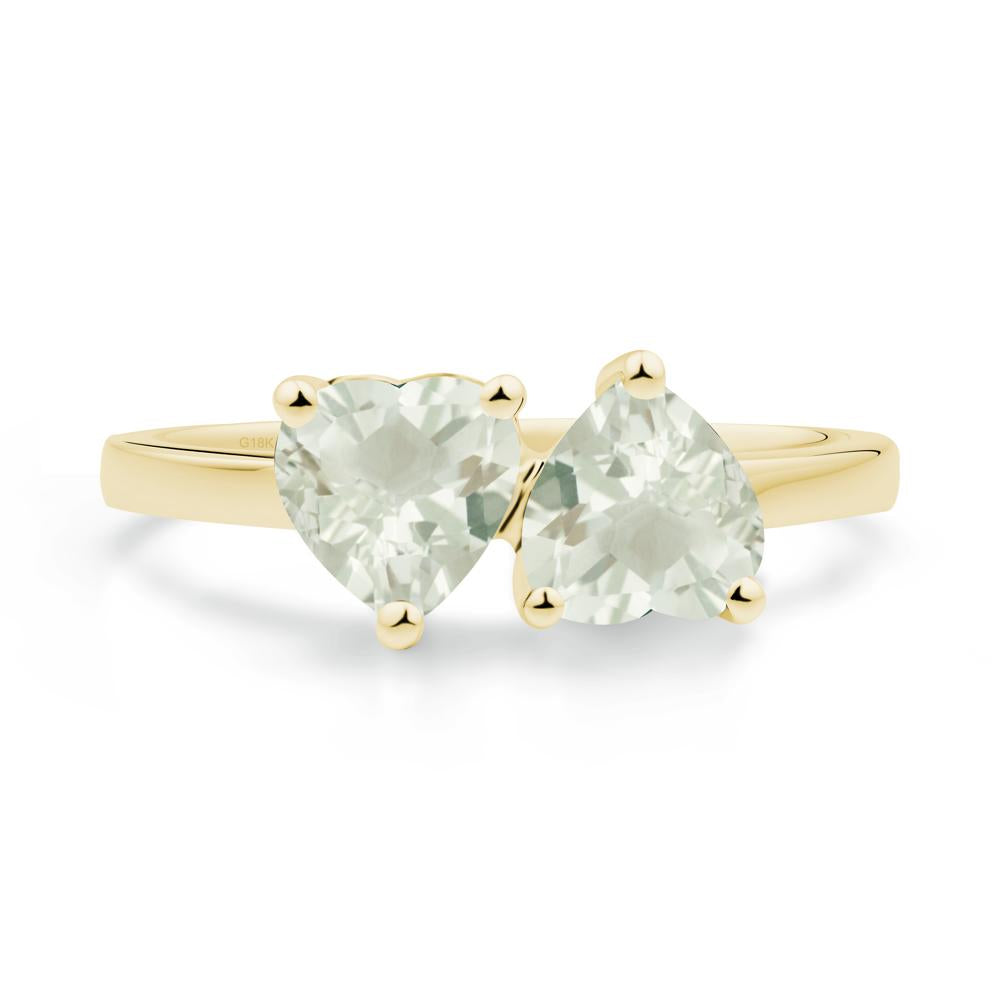 Heart Shape Green Amethyst Toi Et Moi Ring - LUO Jewelry #metal_18k yellow gold