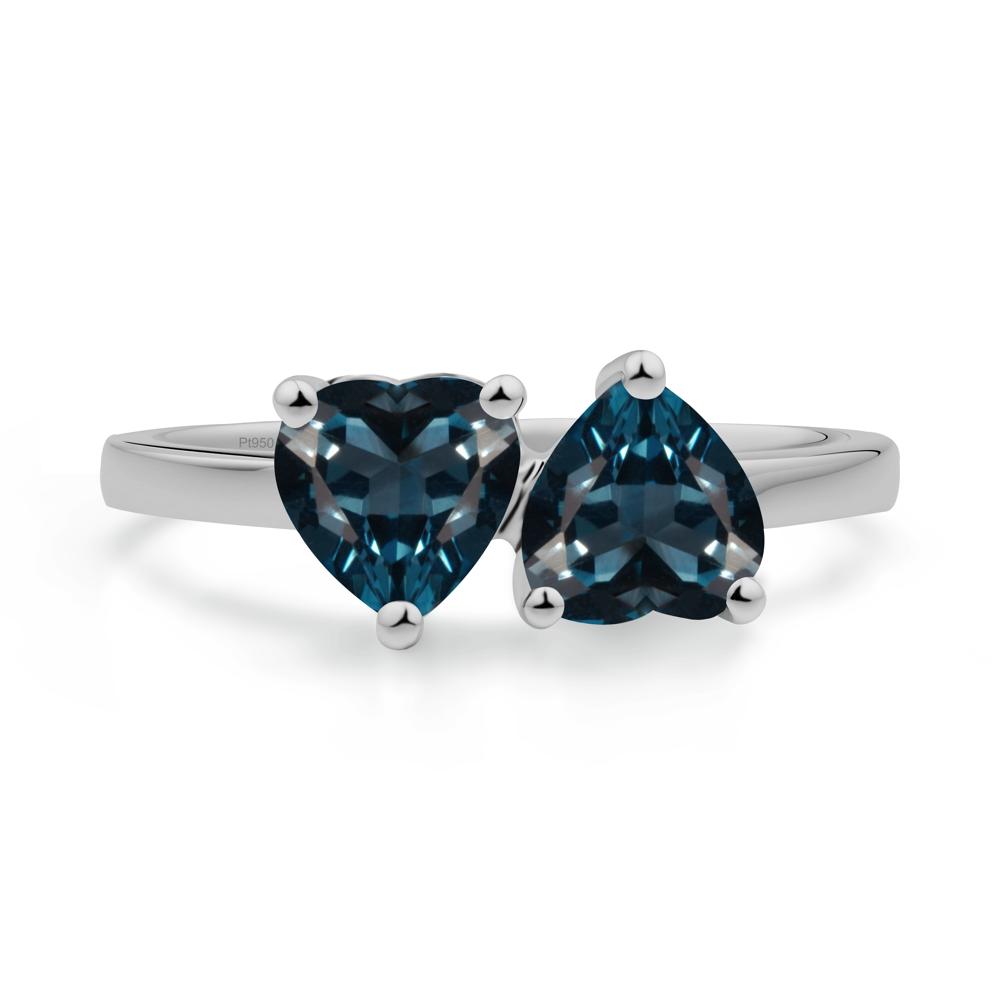 Heart Shape London Blue Topaz Toi Et Moi Ring - LUO Jewelry #metal_platinum