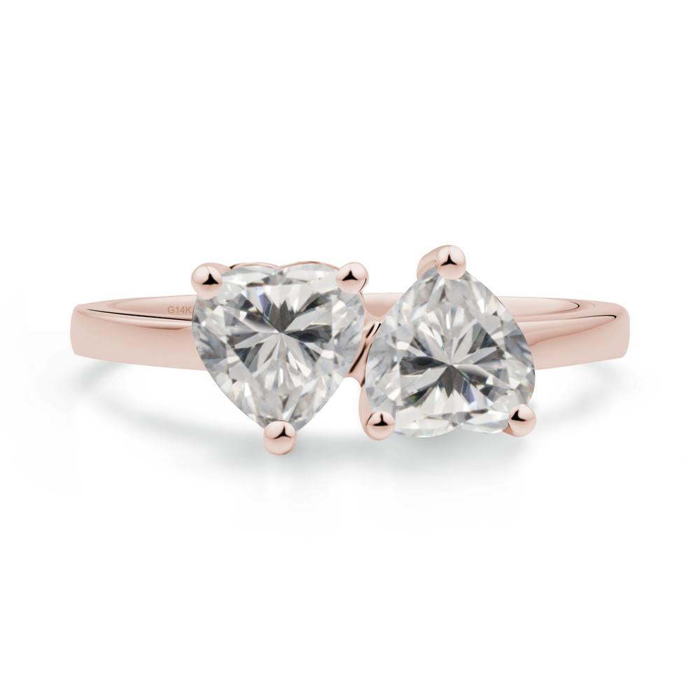 Heart Shape Moissanite Toi Et Moi Ring - LUO Jewelry #metal_14k rose gold