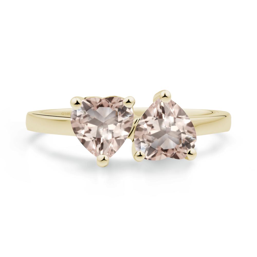 Heart Morganite Two Stone Ring - LUO Jewelry #metal_14k yellow gold