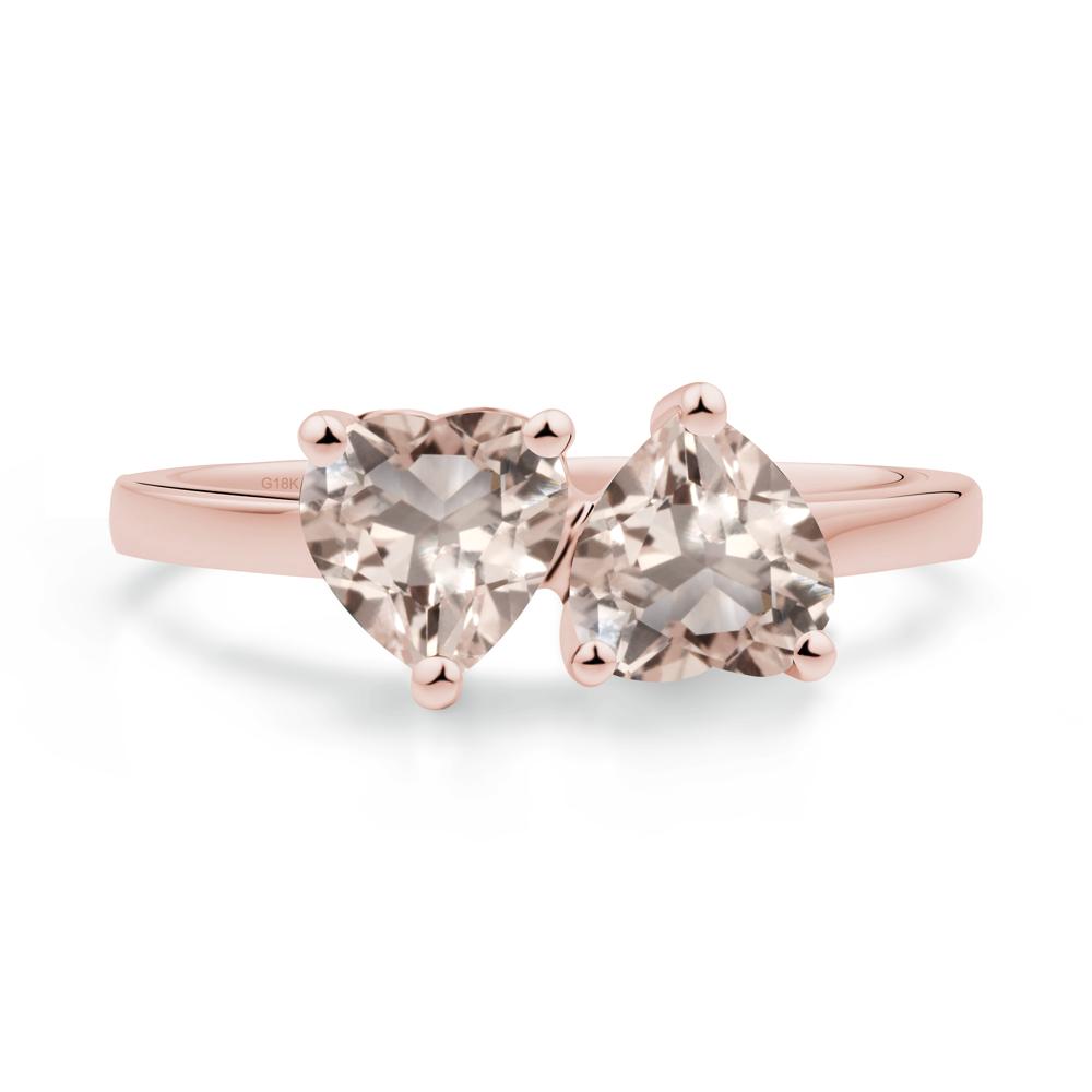 Heart Morganite Two Stone Ring - LUO Jewelry #metal_18k rose gold