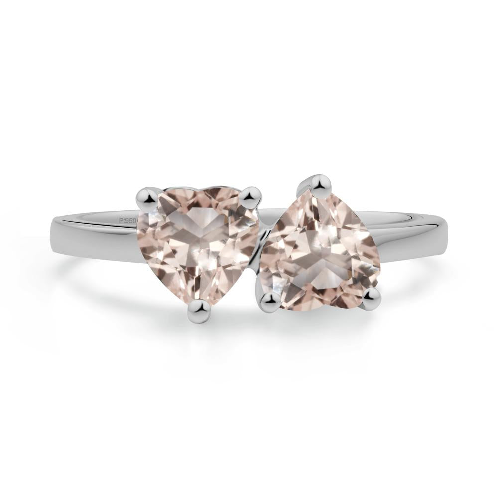 Heart Morganite Two Stone Ring - LUO Jewelry #metal_platinum