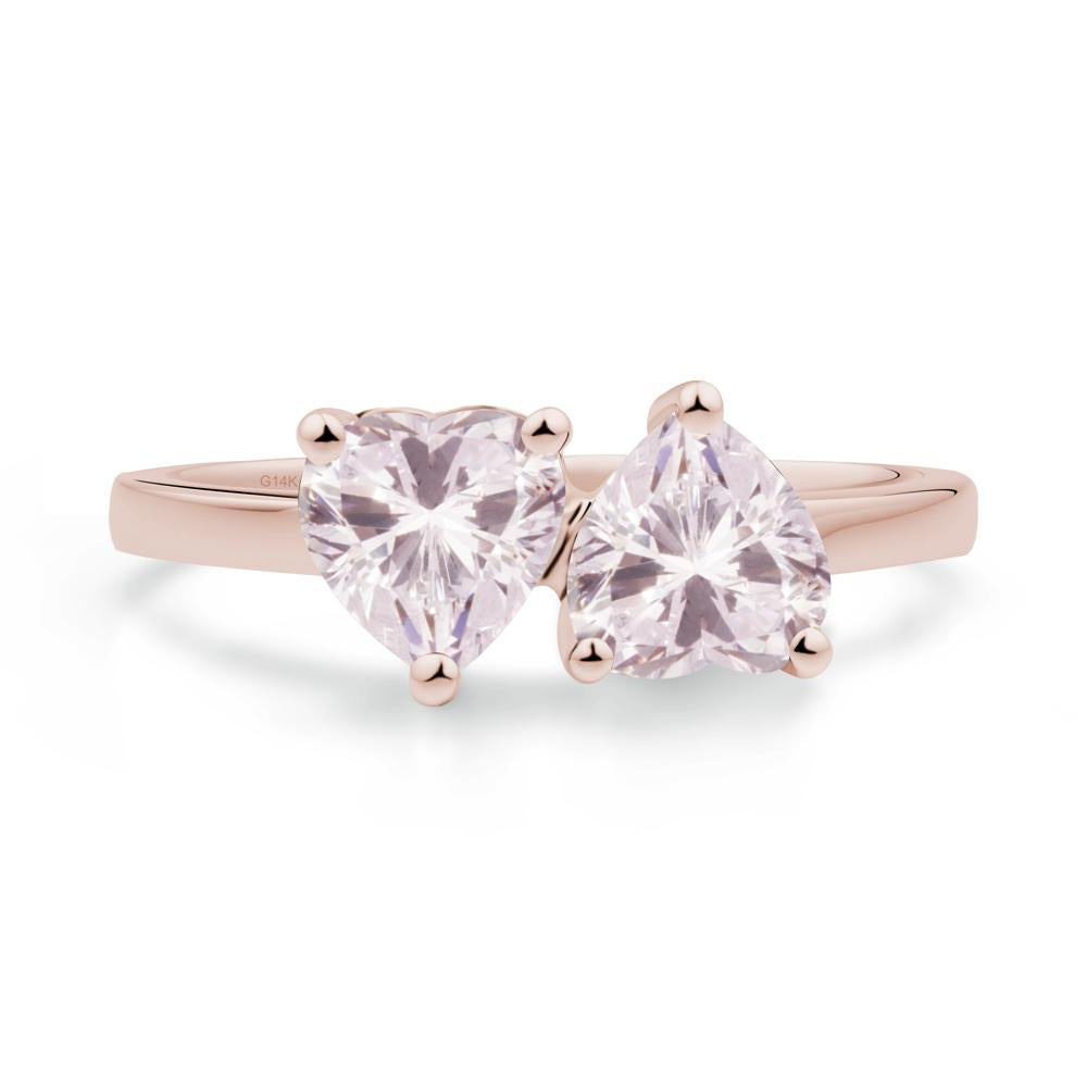 Heart Shape Pink Cubic Zirconia Toi Et Moi Ring - LUO Jewelry #metal_14k rose gold