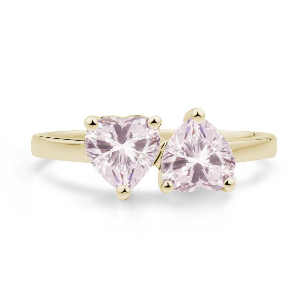 Heart Shape Pink Cubic Zirconia Toi Et Moi Ring - LUO Jewelry #metal_14k yellow gold