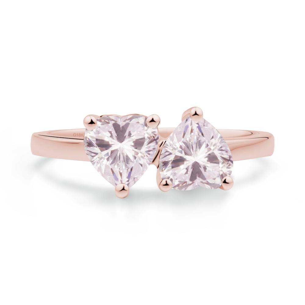 Heart Shape Pink Cubic Zirconia Toi Et Moi Ring - LUO Jewelry #metal_18k rose gold