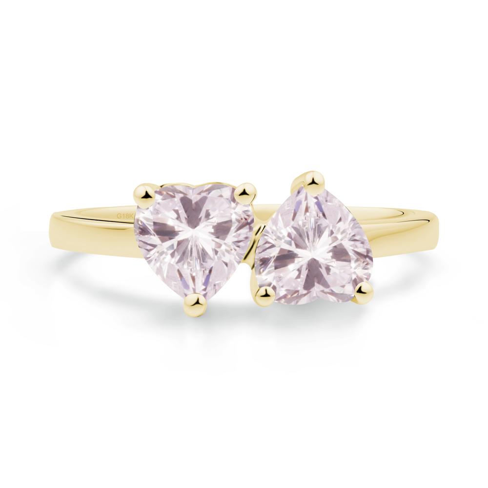 Heart Shape Pink Cubic Zirconia Toi Et Moi Ring - LUO Jewelry #metal_18k yellow gold