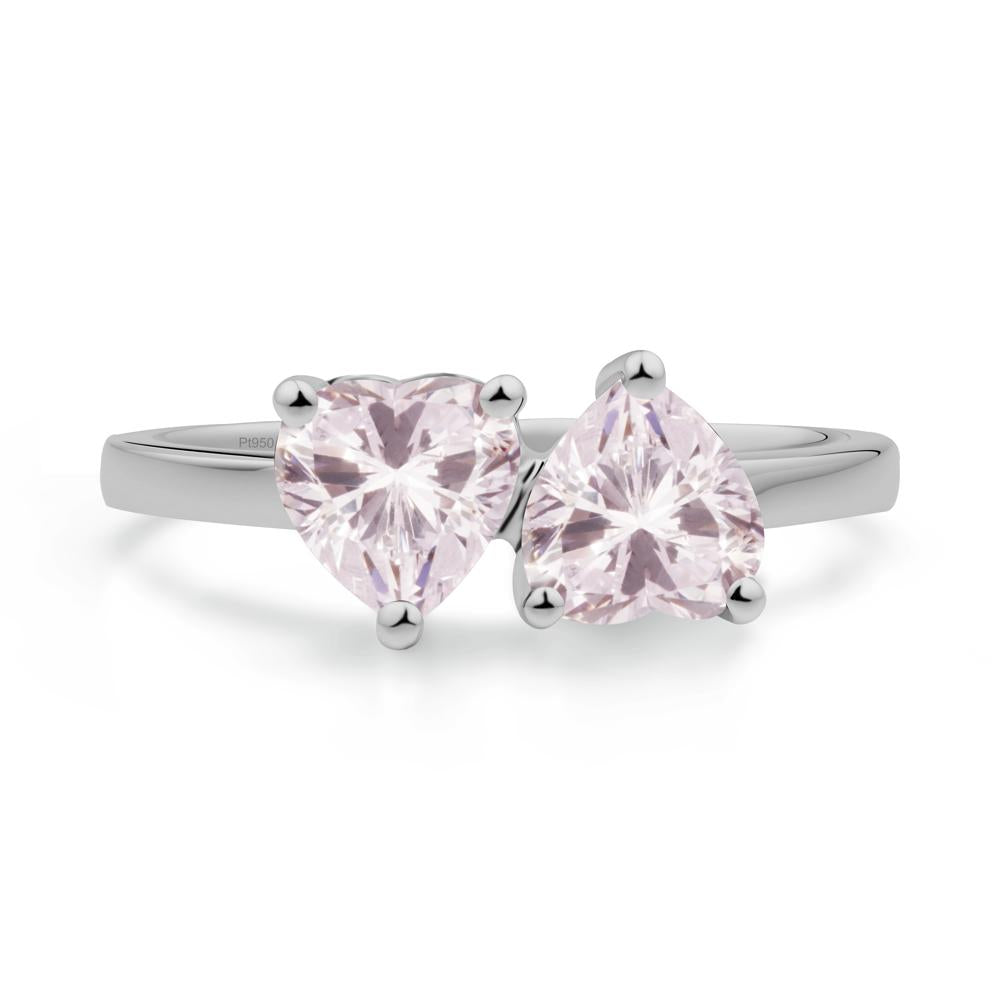 Heart Shape Pink Cubic Zirconia Toi Et Moi Ring - LUO Jewelry #metal_platinum