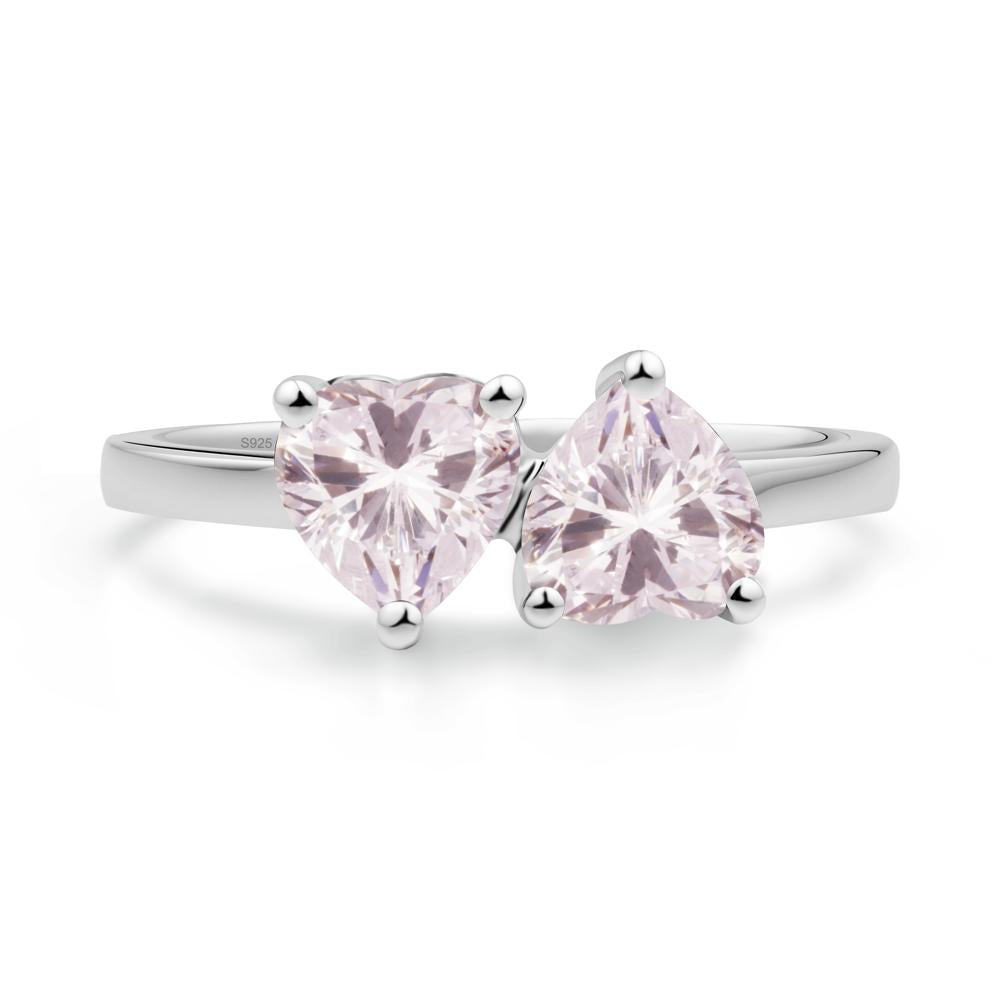 Heart Shape Pink Cubic Zirconia Toi Et Moi Ring - LUO Jewelry #metal_sterling silver