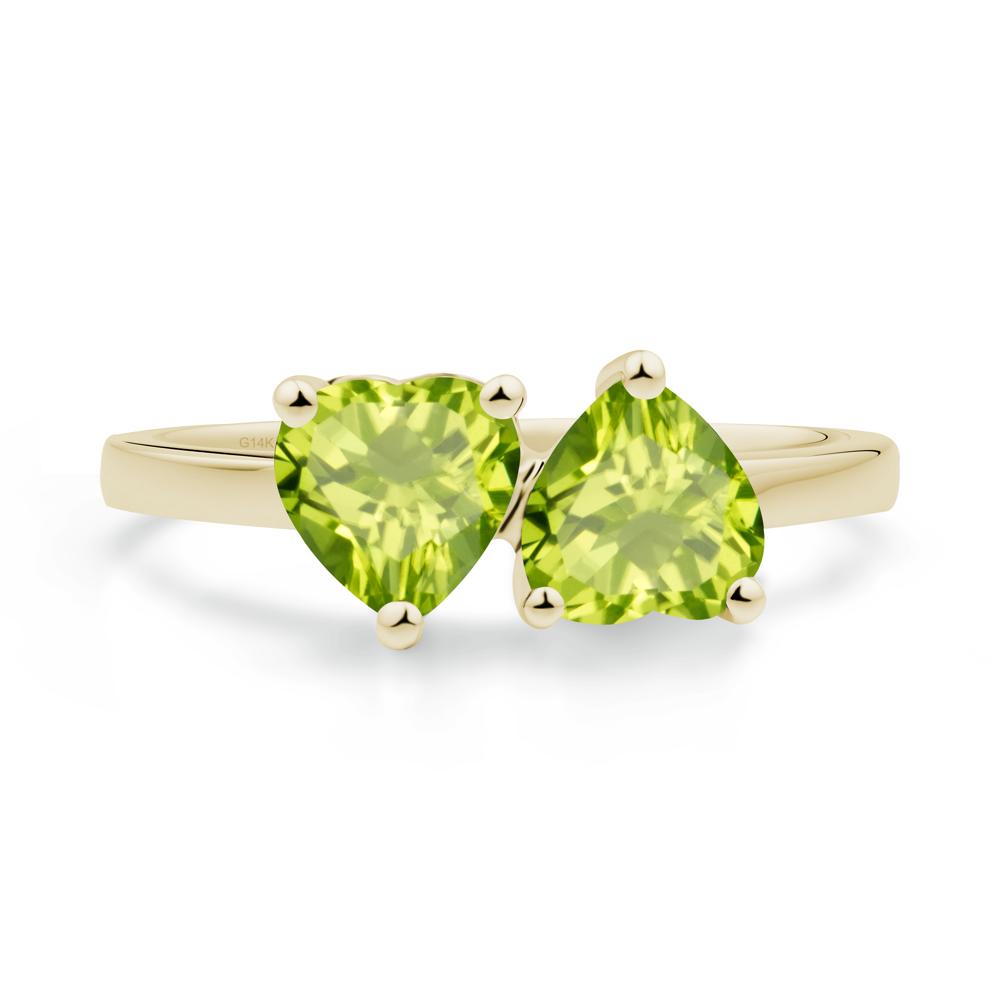 Heart Shape Peridot Toi Et Moi Ring - LUO Jewelry #metal_14k yellow gold
