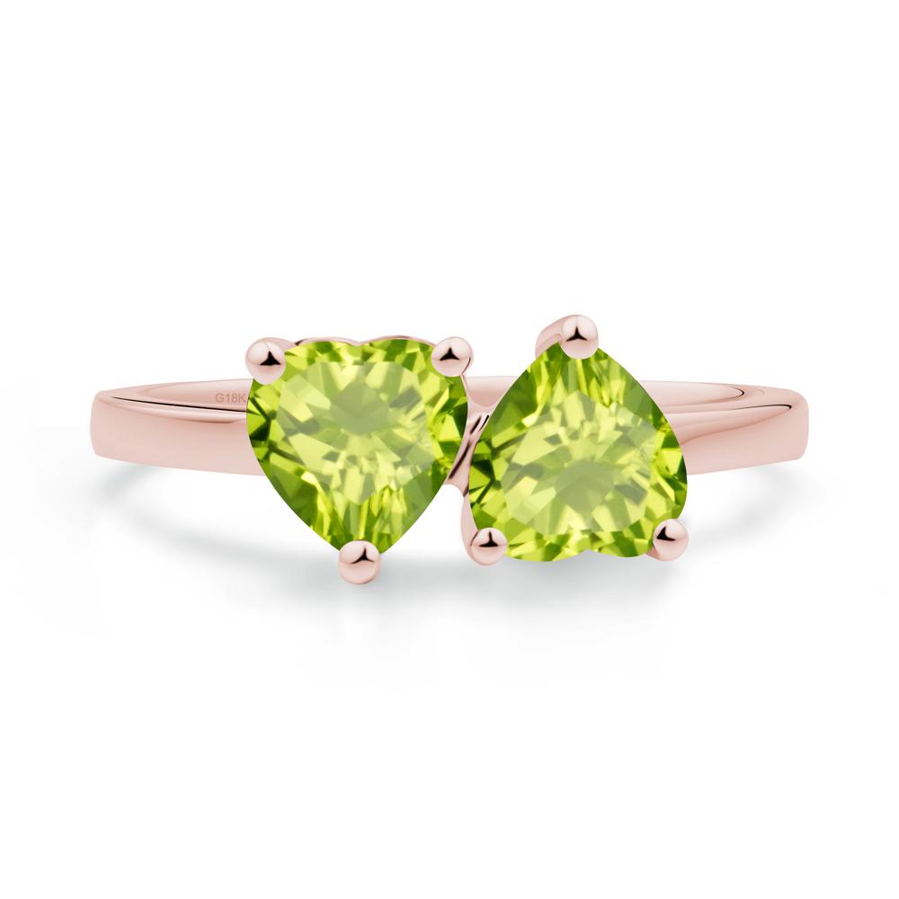 Heart Shape Peridot Toi Et Moi Ring - LUO Jewelry #metal_18k rose gold