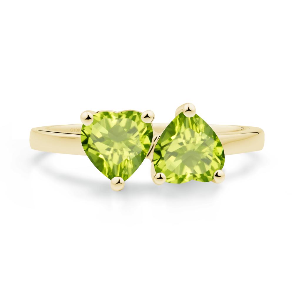 Heart Shape Peridot Toi Et Moi Ring - LUO Jewelry #metal_18k yellow gold